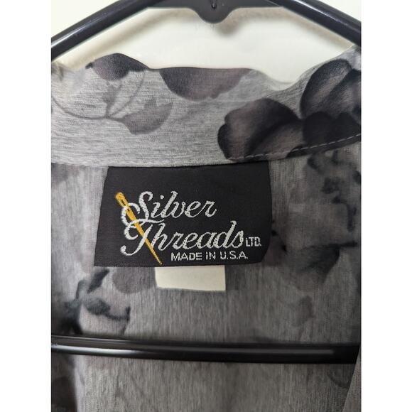 Vintage Silver Threads LTD Bomber Jacket Size XL Full Zip Floral Made USA - Picture 6 of 11